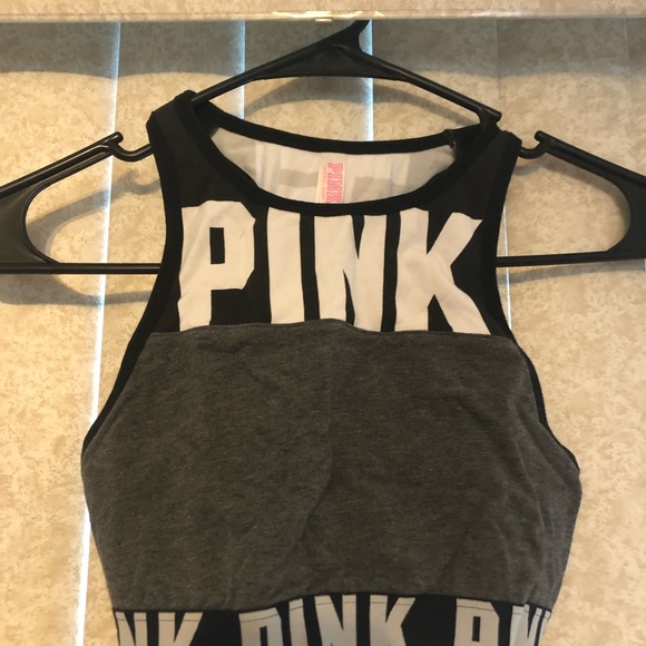 VS PINK Sport Bra. Grey and Black. Size Small. - Picture 3 of 6
